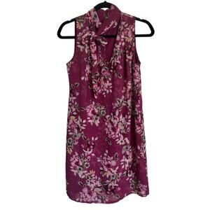 WHBM White House Black Market Purple Floral Sleeveless Dress - Size 2